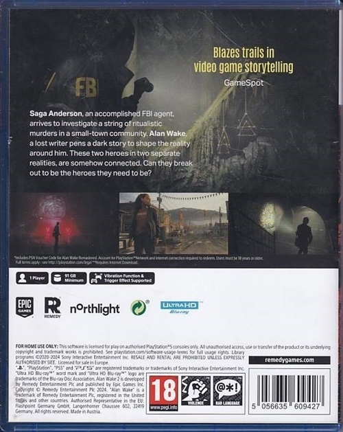 Alan Wake II Deluxe Edition - PS5 (A-Grade) (Genbrug)